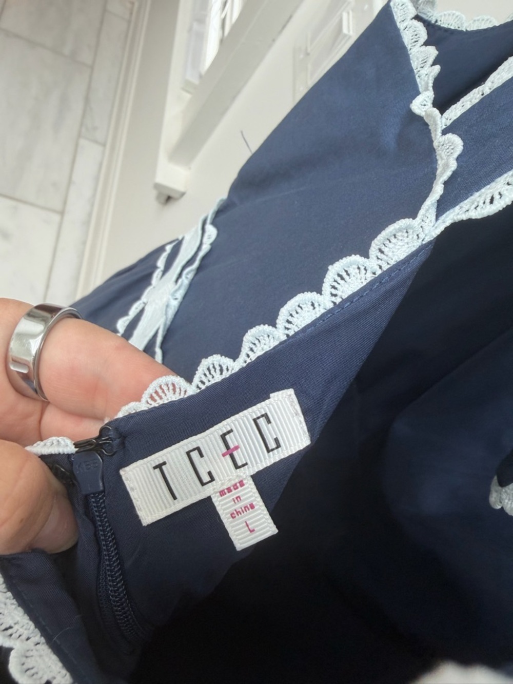 NWOT TCEC Navy and White Tiered Maxi Sundress - Picture 3 of 3